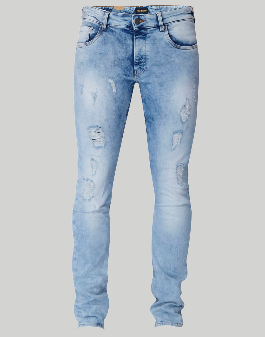 Light Blue Ripped Low Rise Slim Fit Jeans