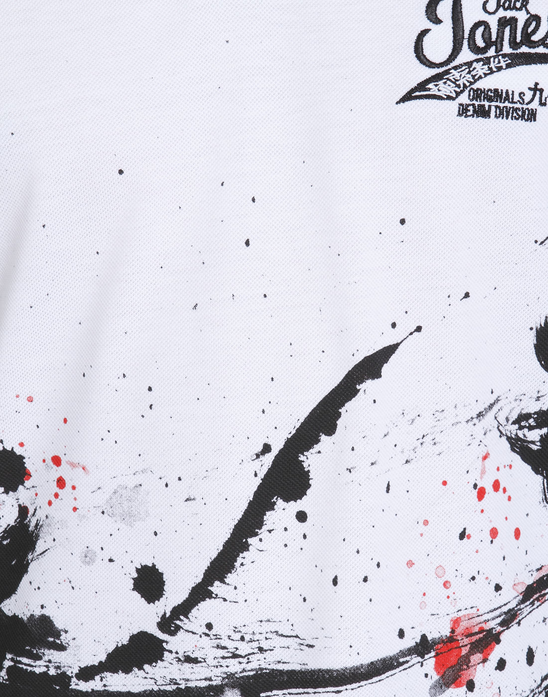 White Colour Splash Polo T-Shirt