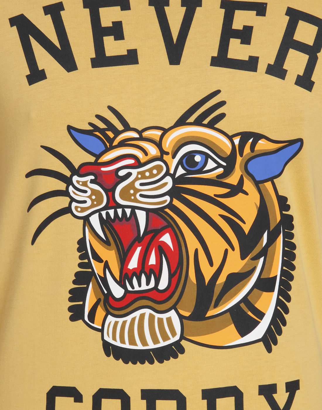 Yellow Tiger Print Crew Neck T-Shirt