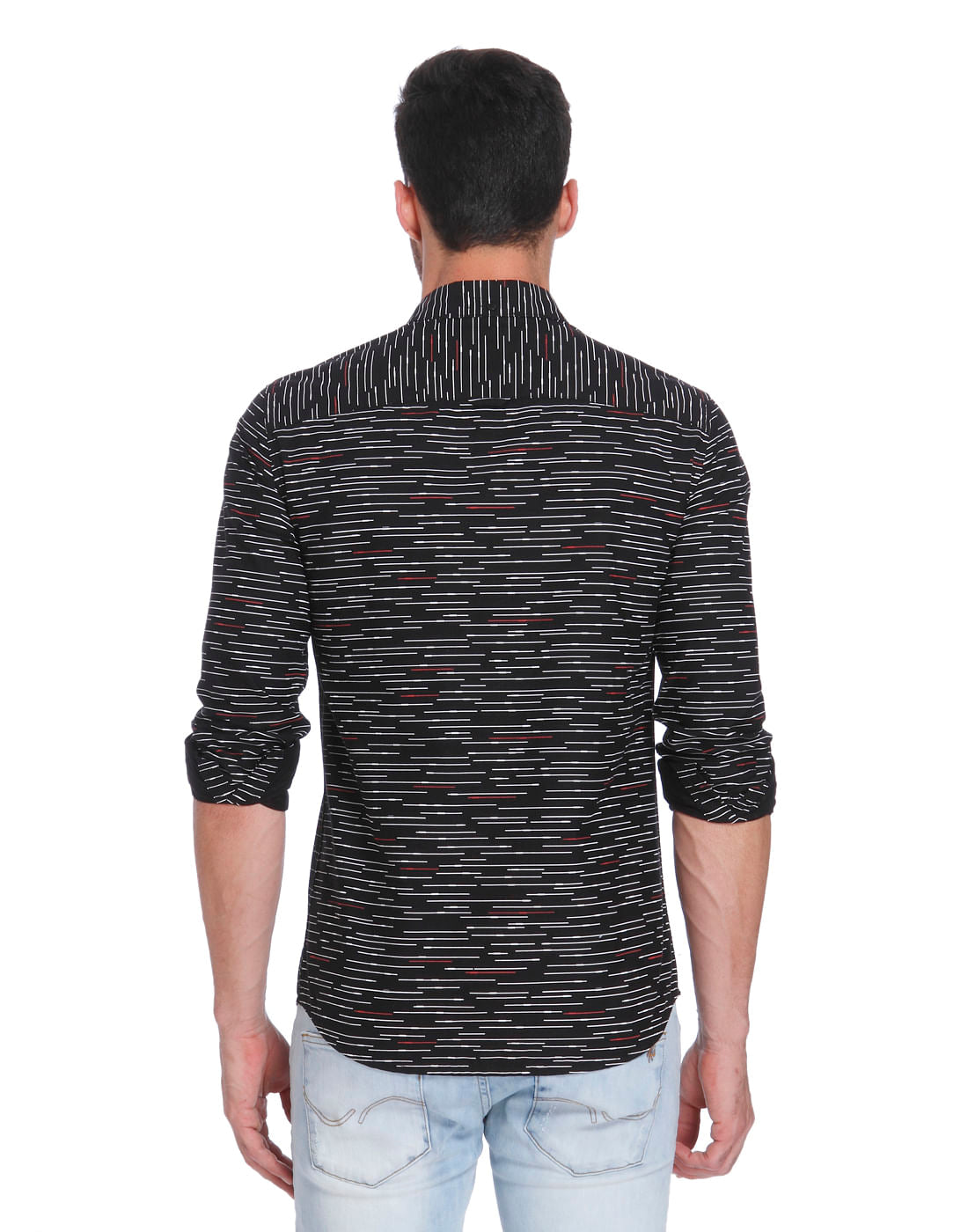 Black With White Lines Regular Fit Shirt