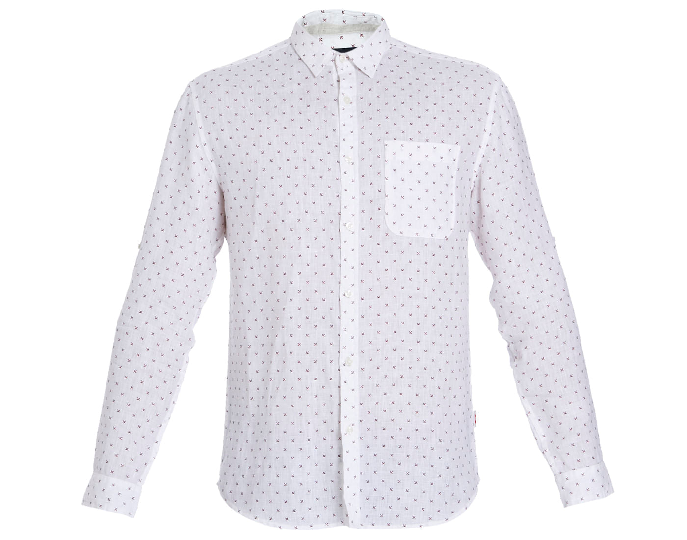 White All Over Print Linen Shirt