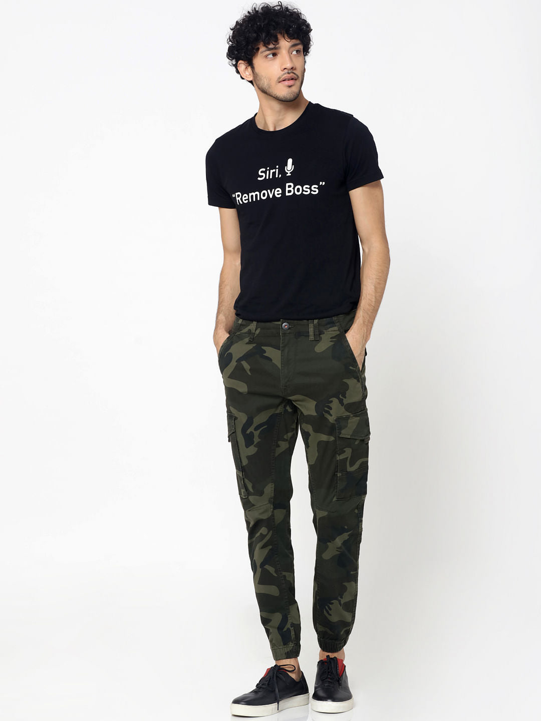 Green Camo Print Anti -Fit Pants