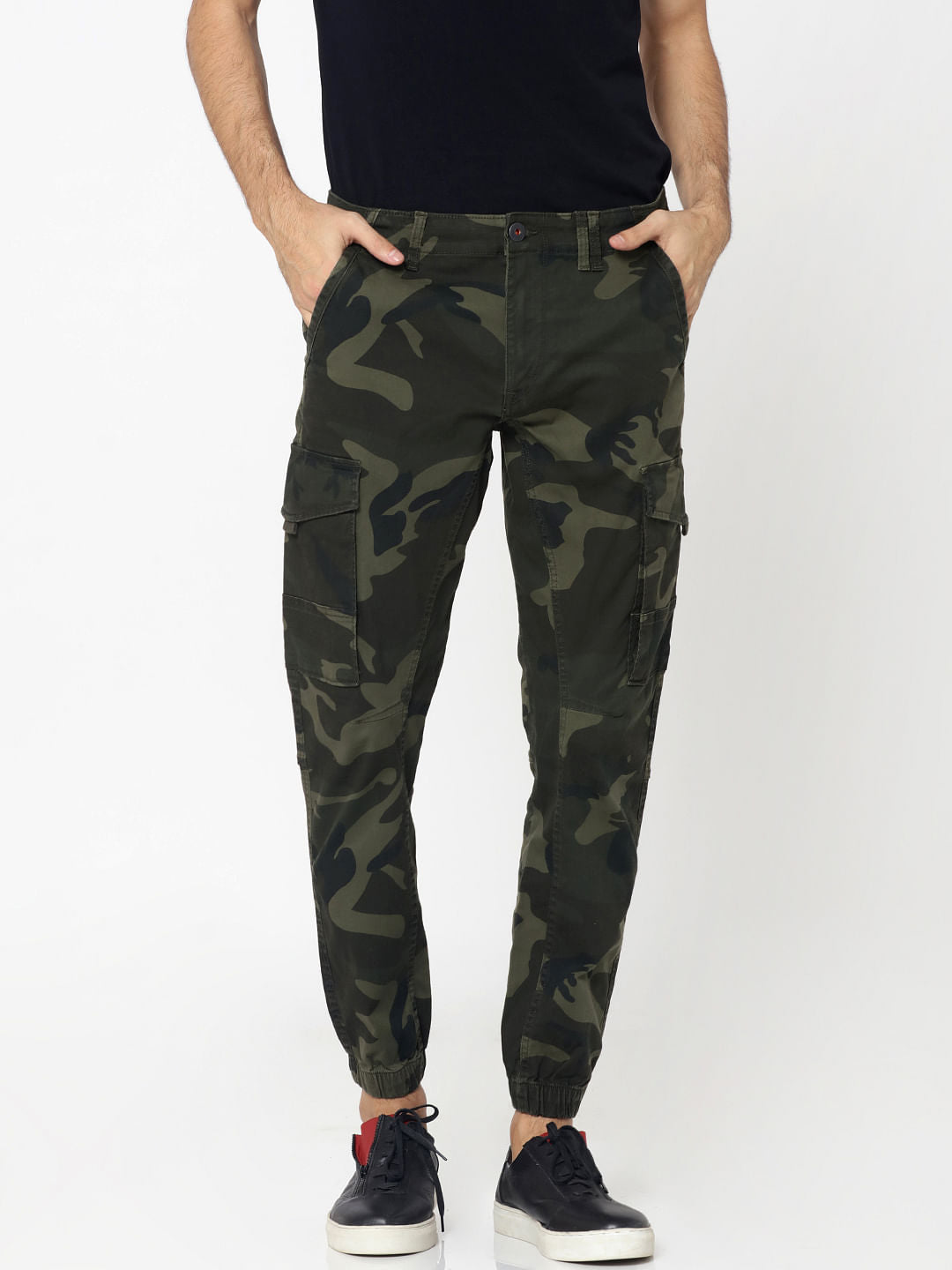 Green Camo Print Anti -Fit Pants - 28/32