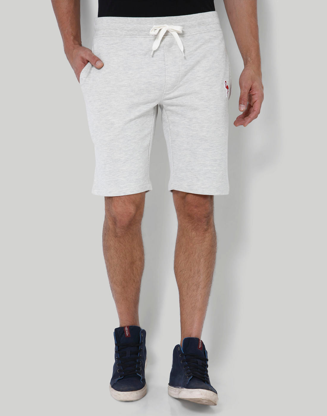 Light Grey Flamingo Print Sweatshorts - S