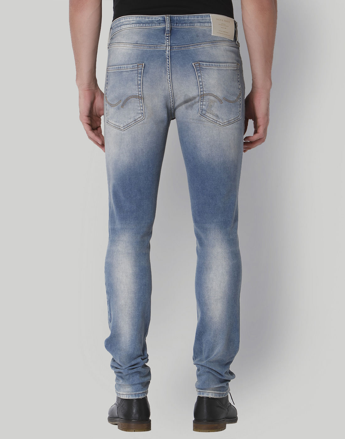 Light Blue Distressed Low Rise Slim Fit Jeans