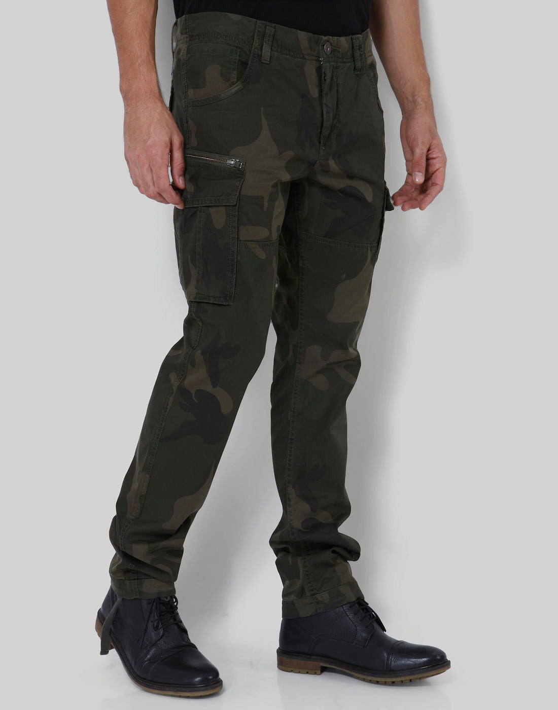 Green Camo Print Pants