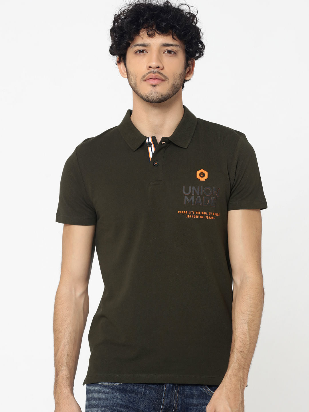 Olive Green Patch Pocket Polo T-Shirt - S