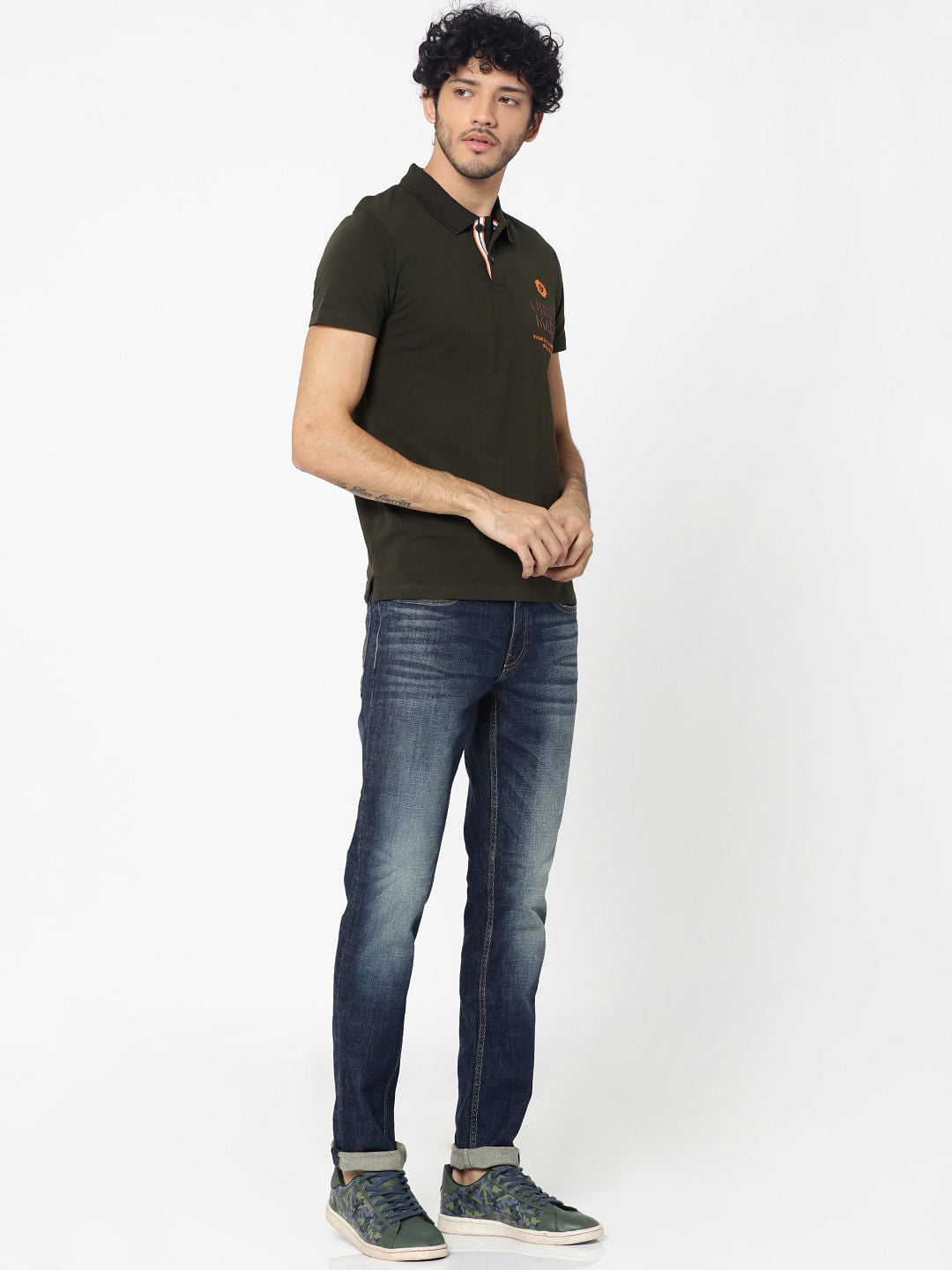 Olive Green Patch Pocket Polo T-Shirt