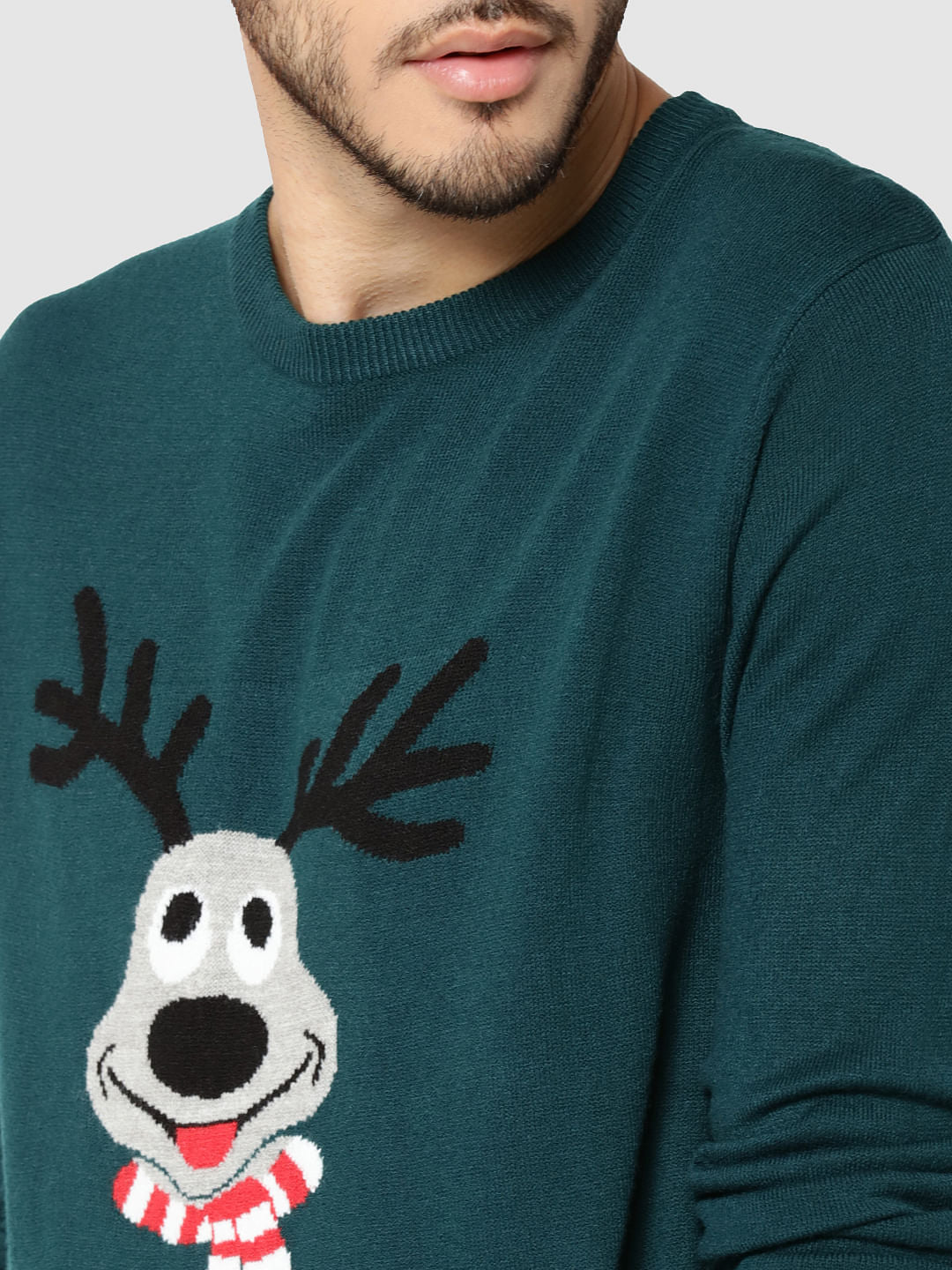 Green Deer Print Sweater