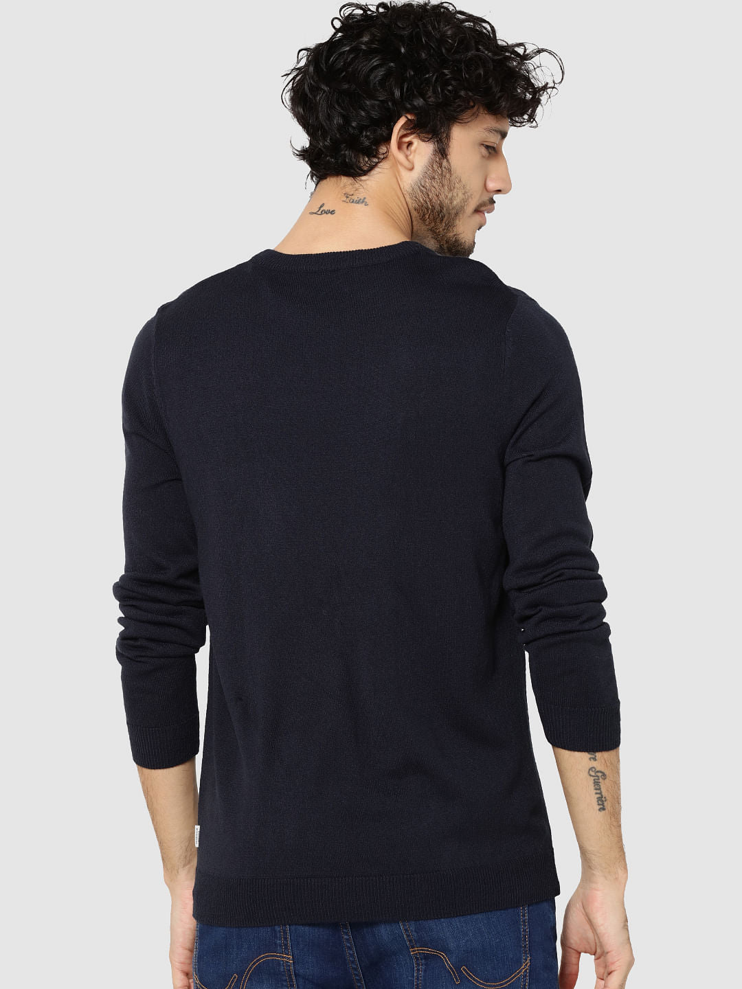 Dark Blue Santa Print Sweater