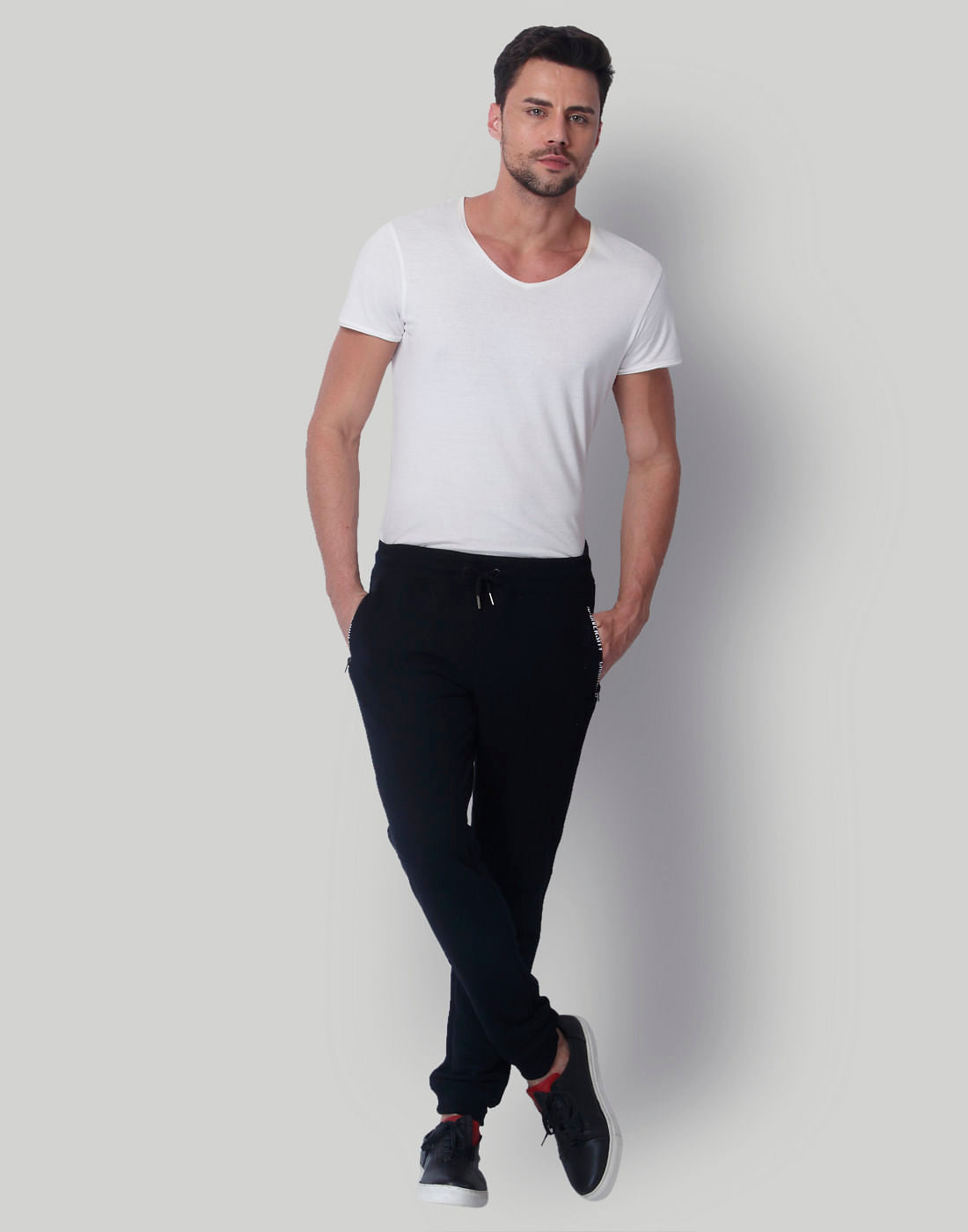Black Mid Rise Slim Fit Sweatpants