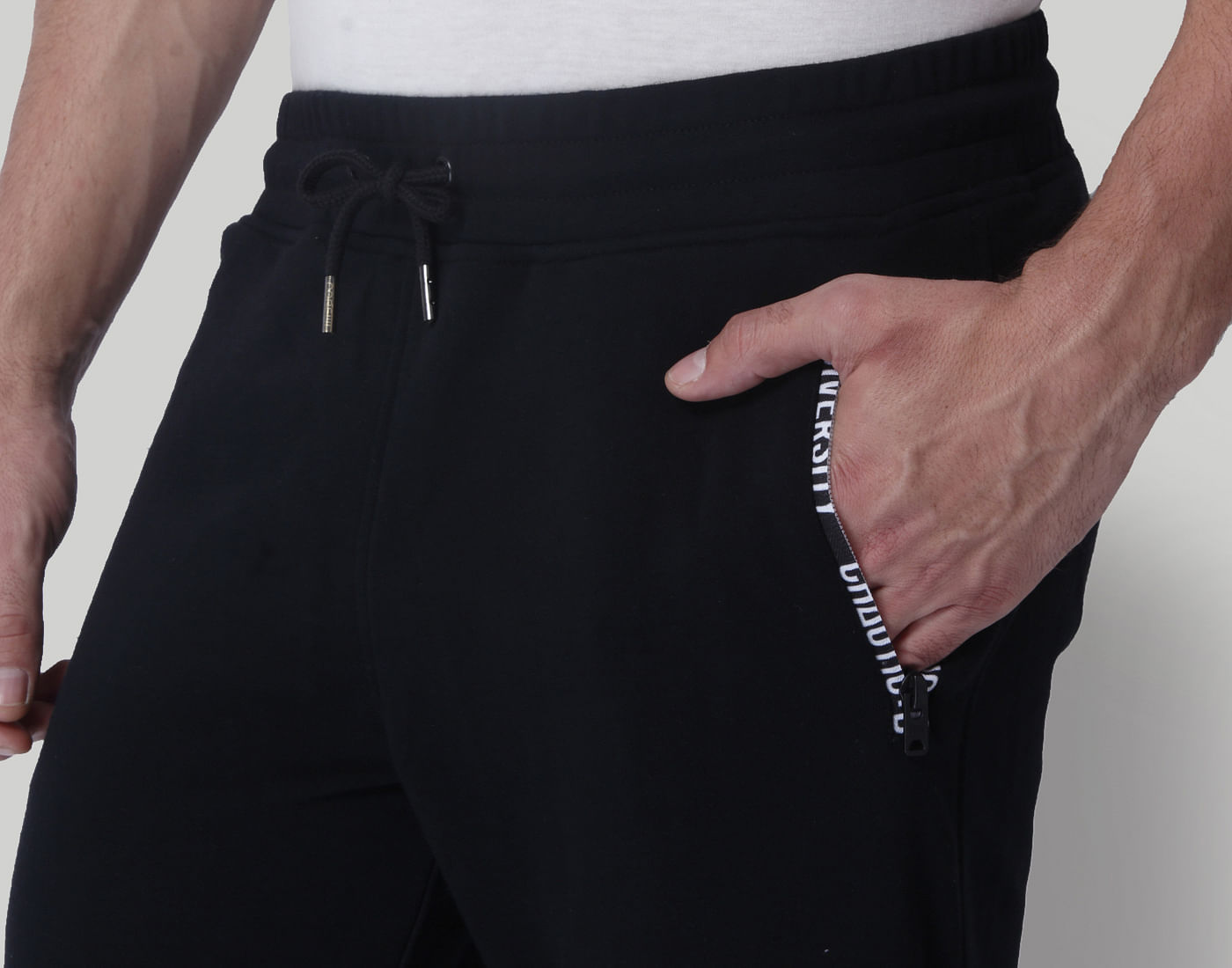 Black Mid Rise Slim Fit Sweatpants
