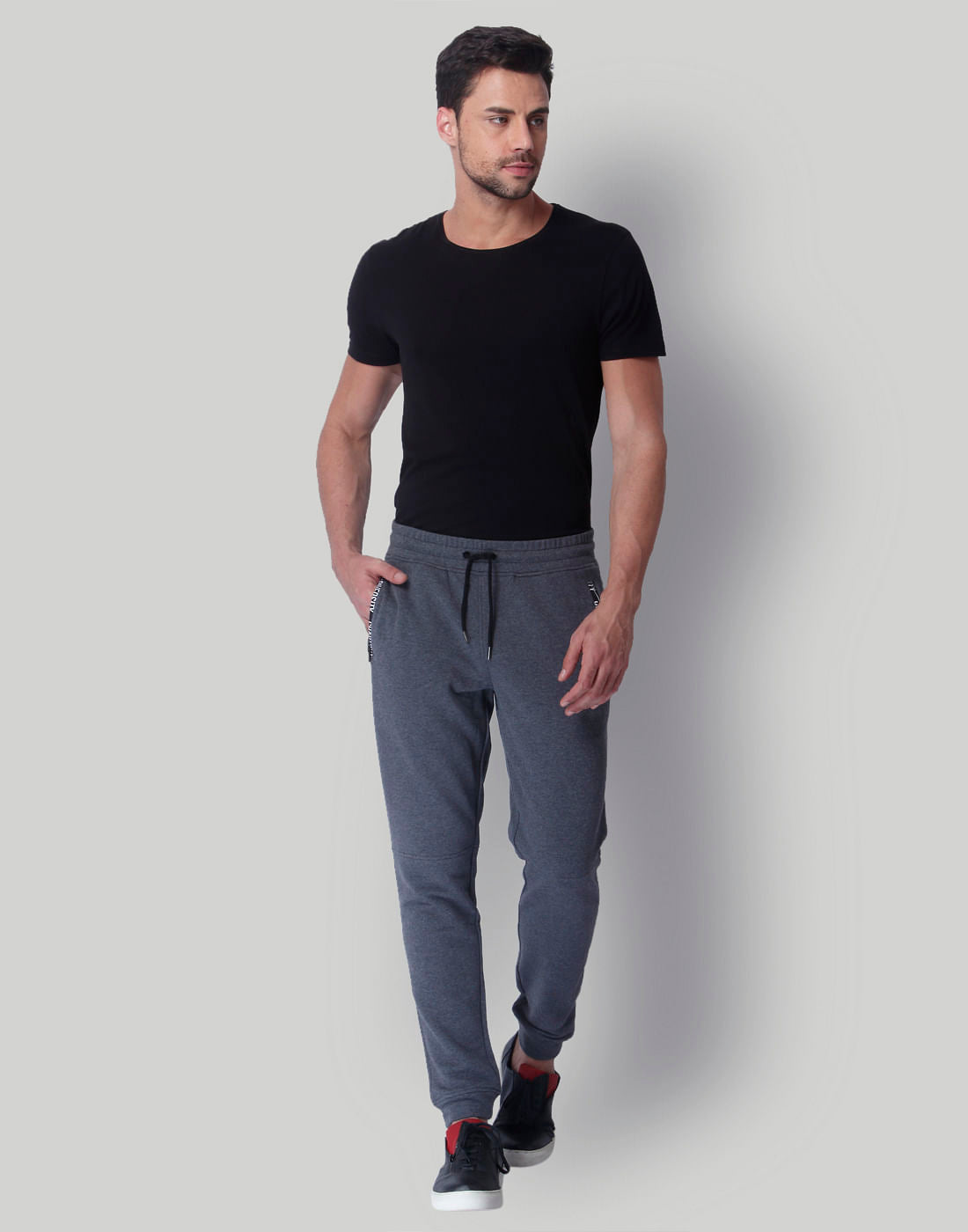 Grey Mid Rise Slim Fit Sweatpants