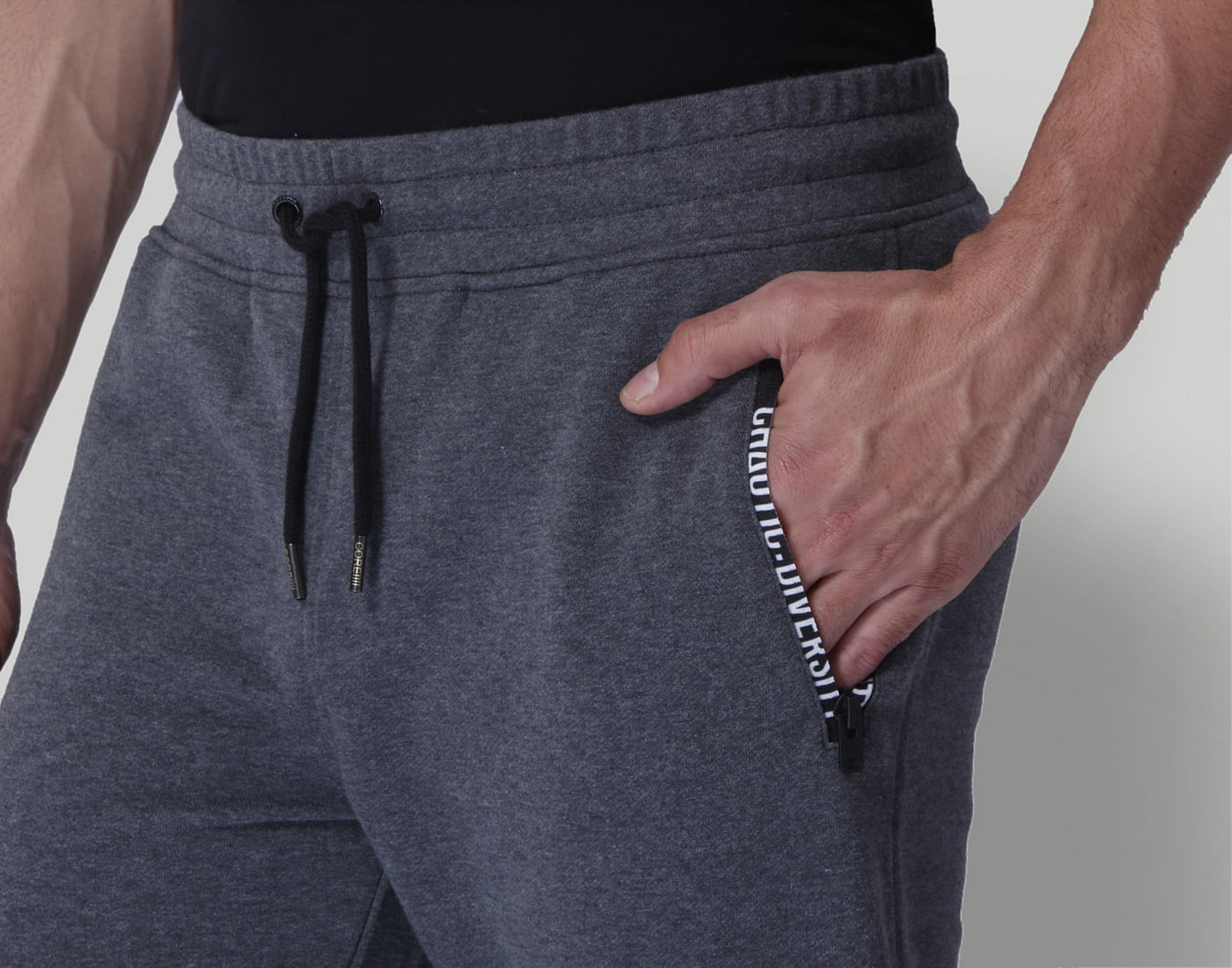 Grey Mid Rise Slim Fit Sweatpants