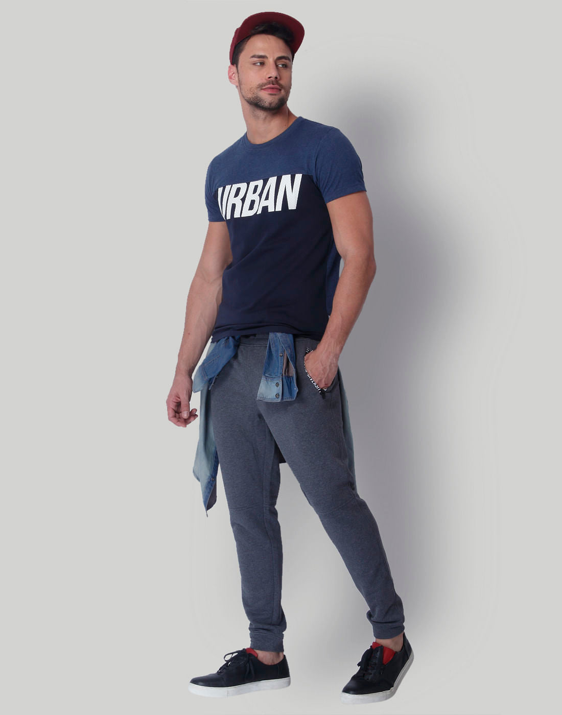 Grey Mid Rise Slim Fit Sweatpants