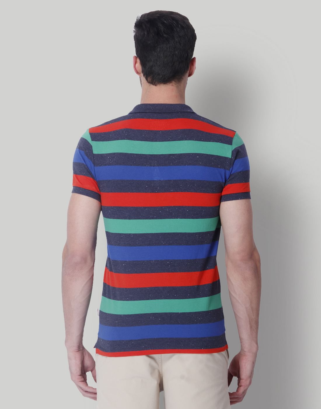 Multi-Colored Striped Polo T-Shirt