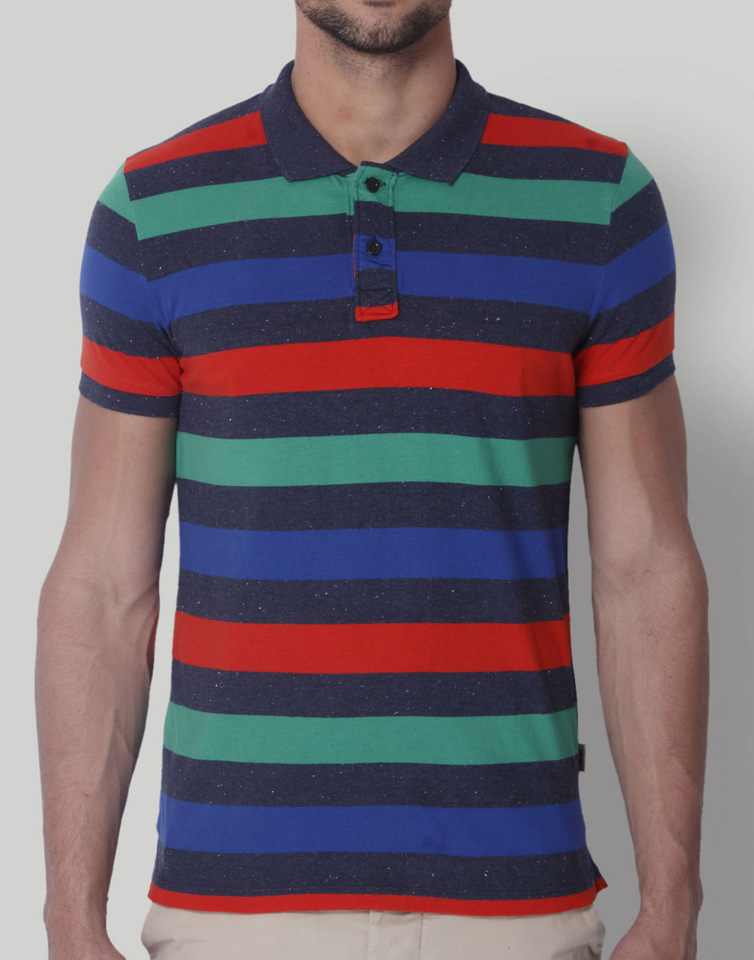 Multi-Colored Striped Polo T-Shirt