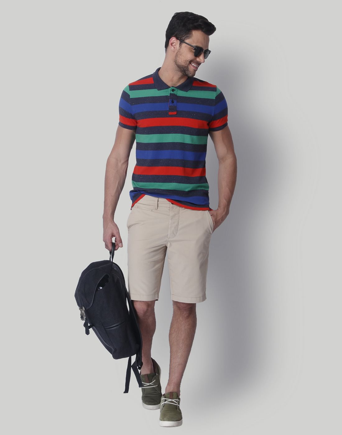 Multi-Colored Striped Polo T-Shirt