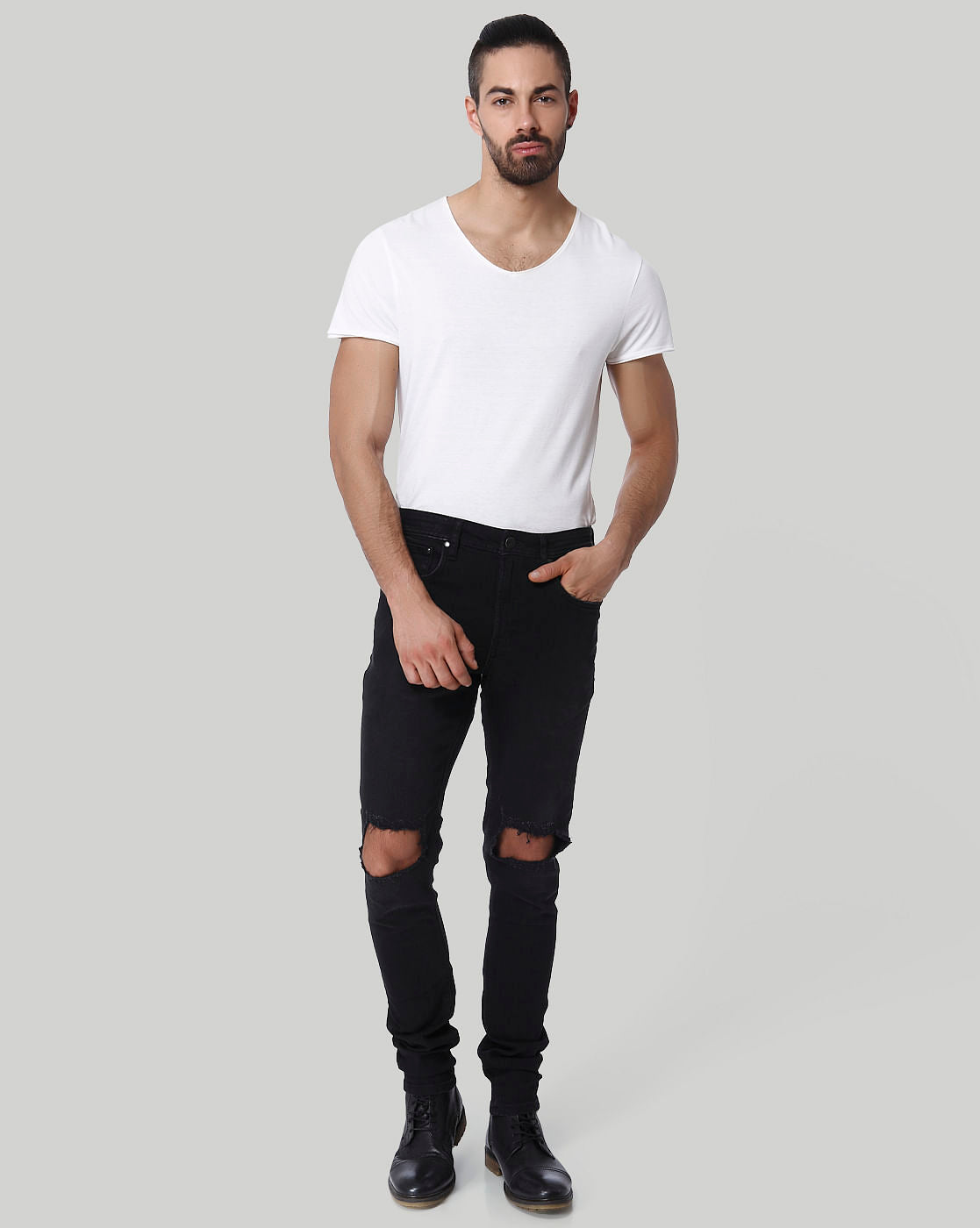 Black Super Distressed Low Rise Skinny Fit Jeans