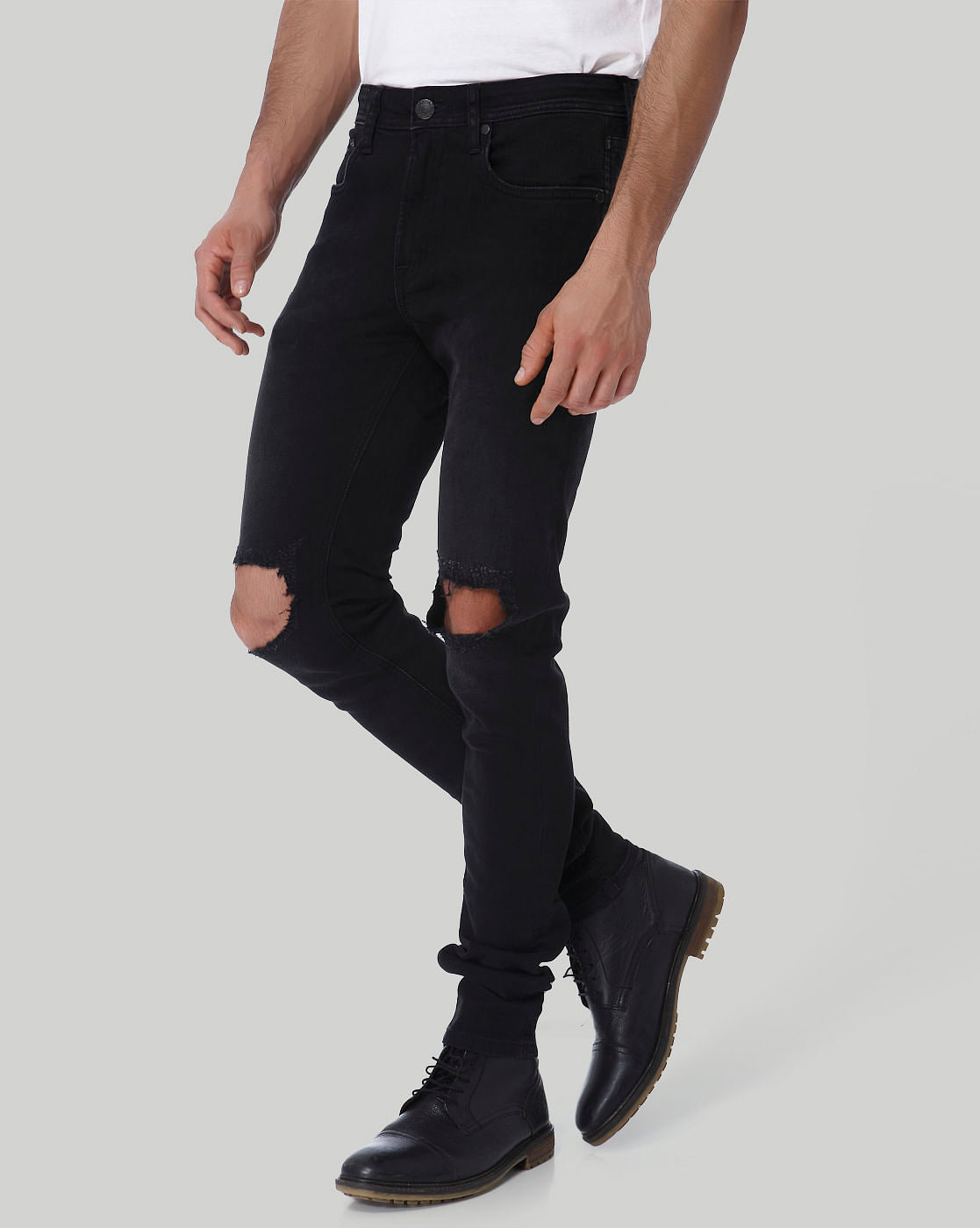 Black Super Distressed Low Rise Skinny Fit Jeans