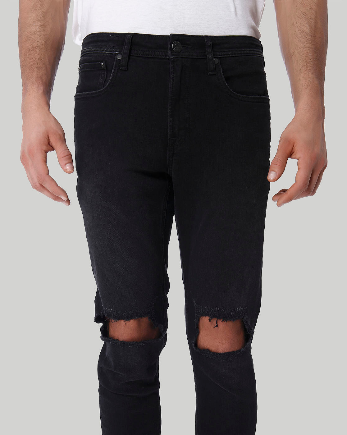 Black Super Distressed Low Rise Skinny Fit Jeans