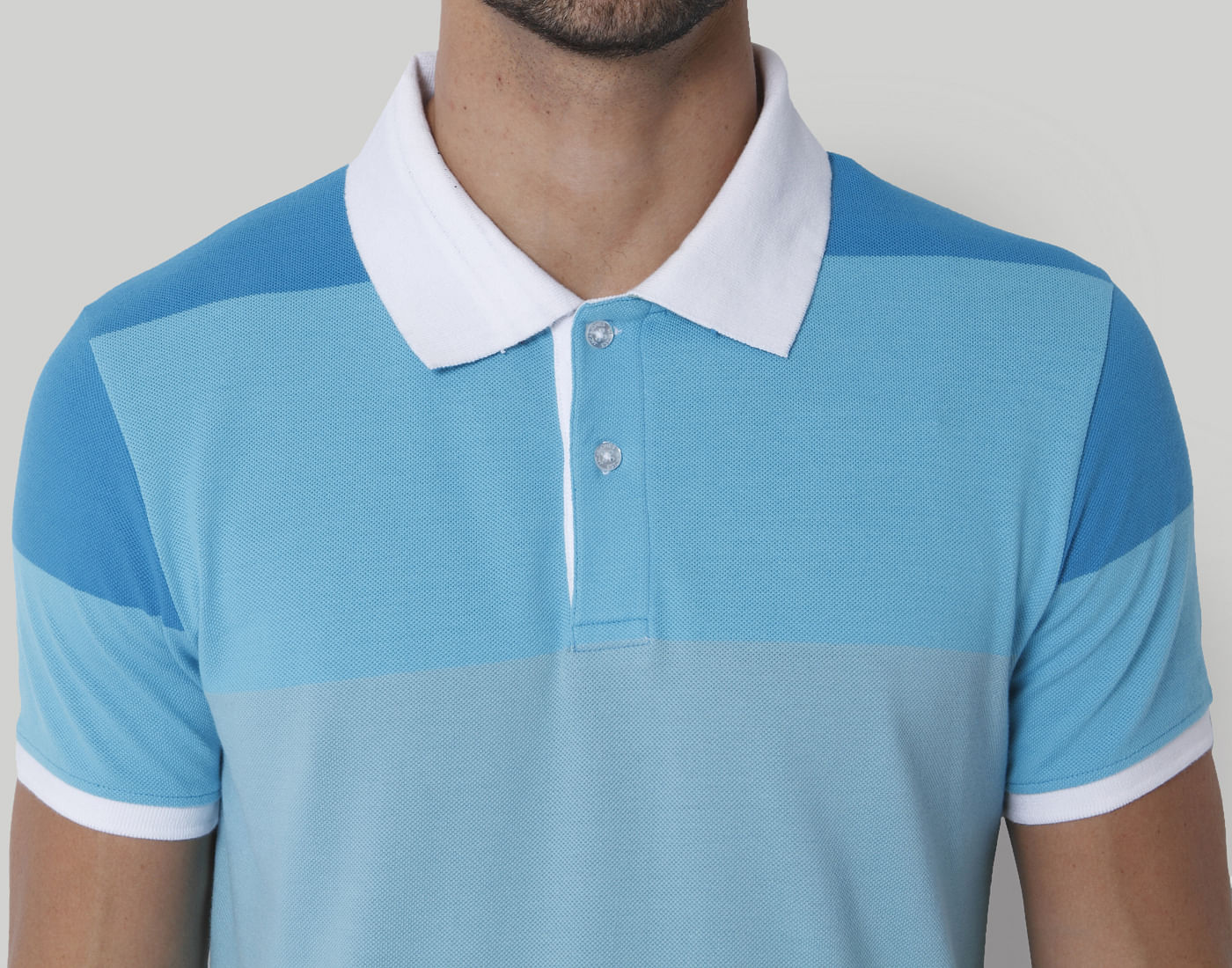 Turquoise Colour Blocked Polo T-Shirt