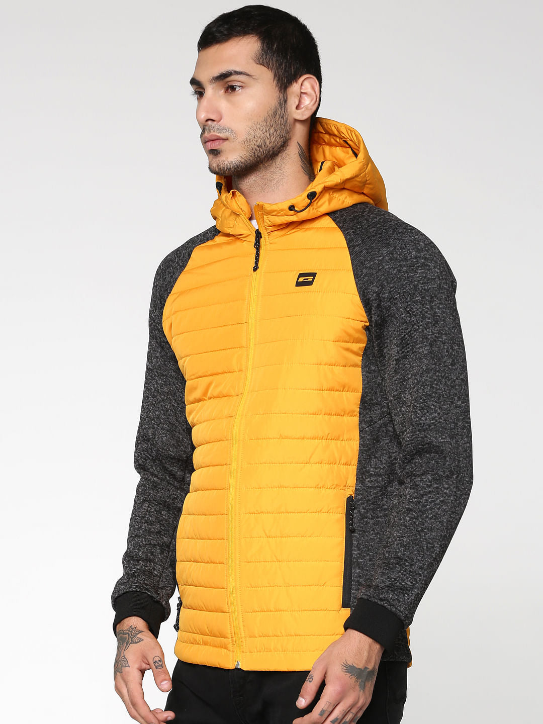 Colour Blocked Hooded Bomber Jacket