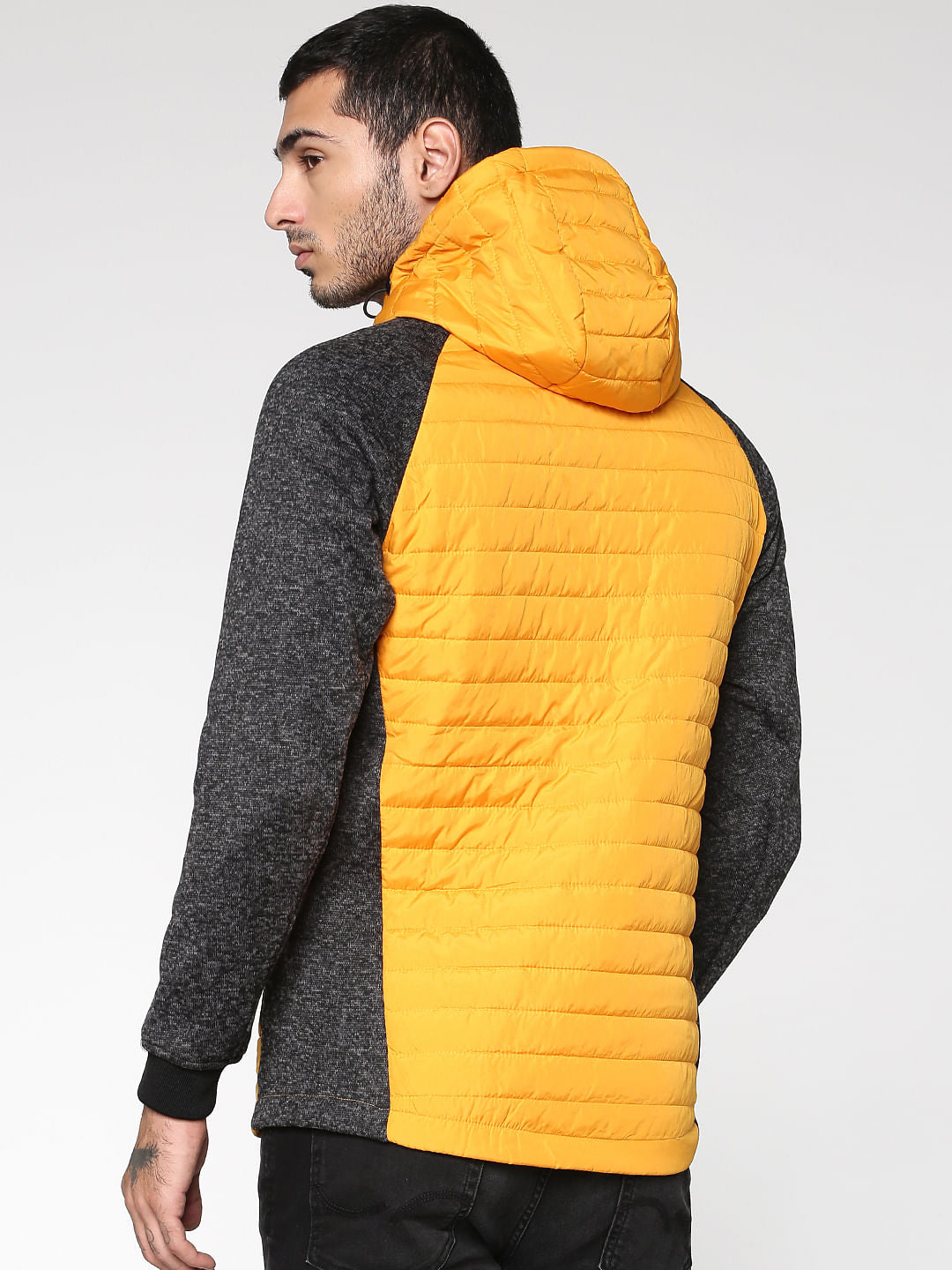 Colour Blocked Hooded Bomber Jacket