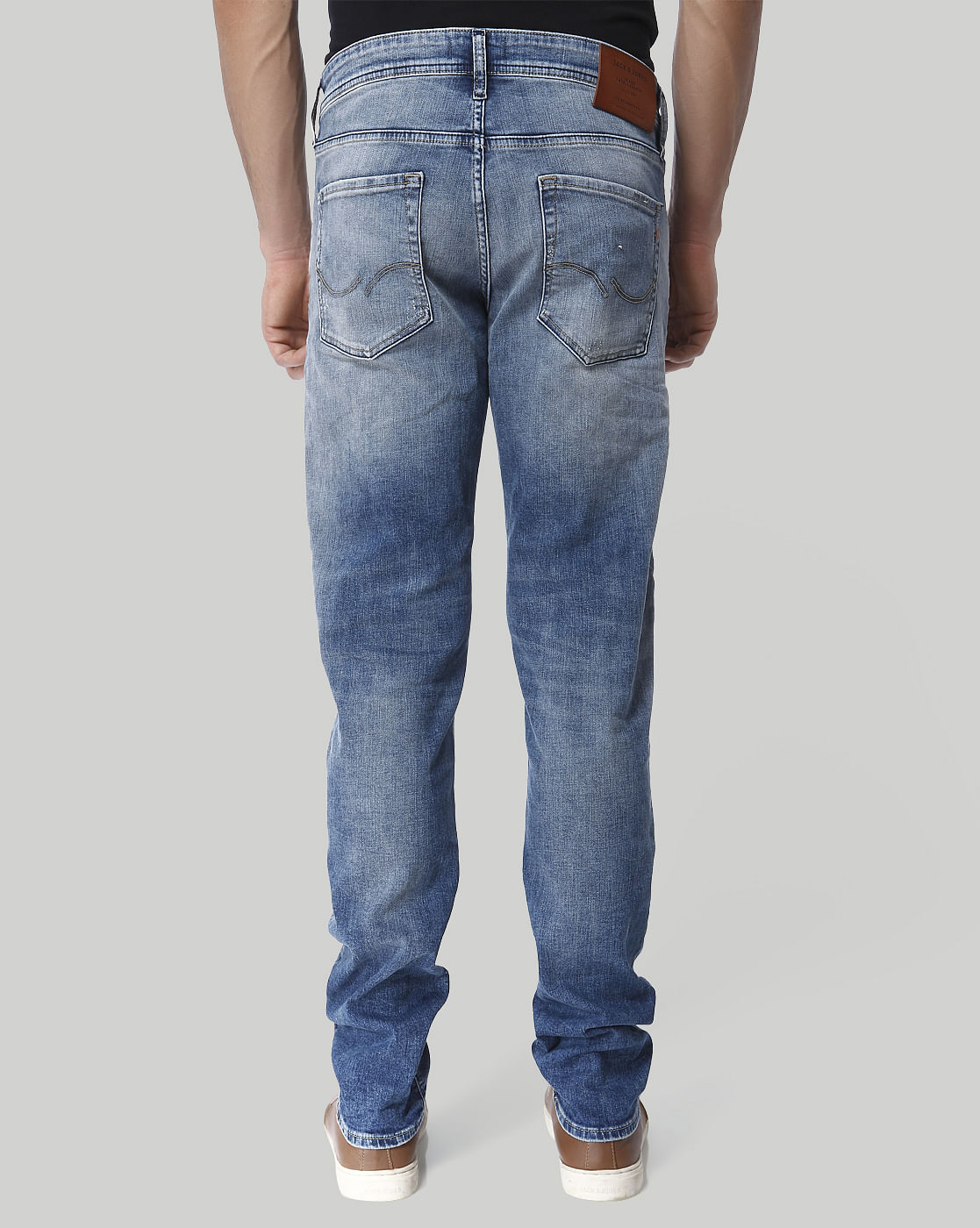 Light Blue Distressed Low Rise Slim Fit Jeans