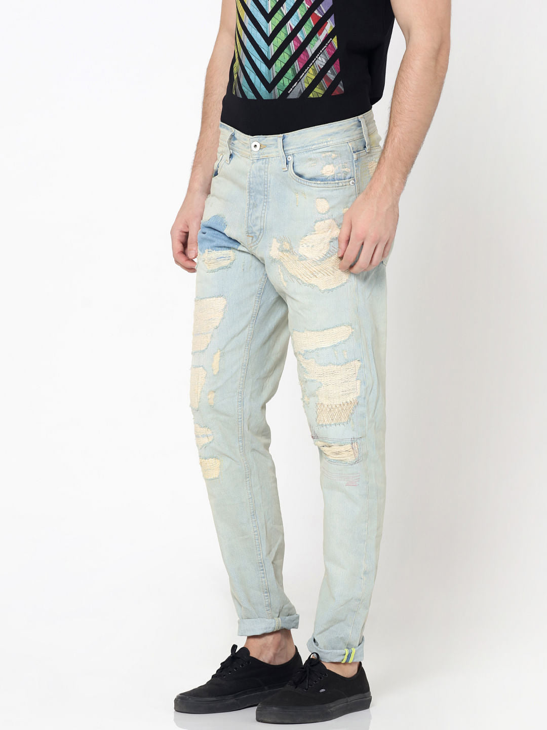 Light Blue Heavy Distressed Erik Anti -Fit Jeans