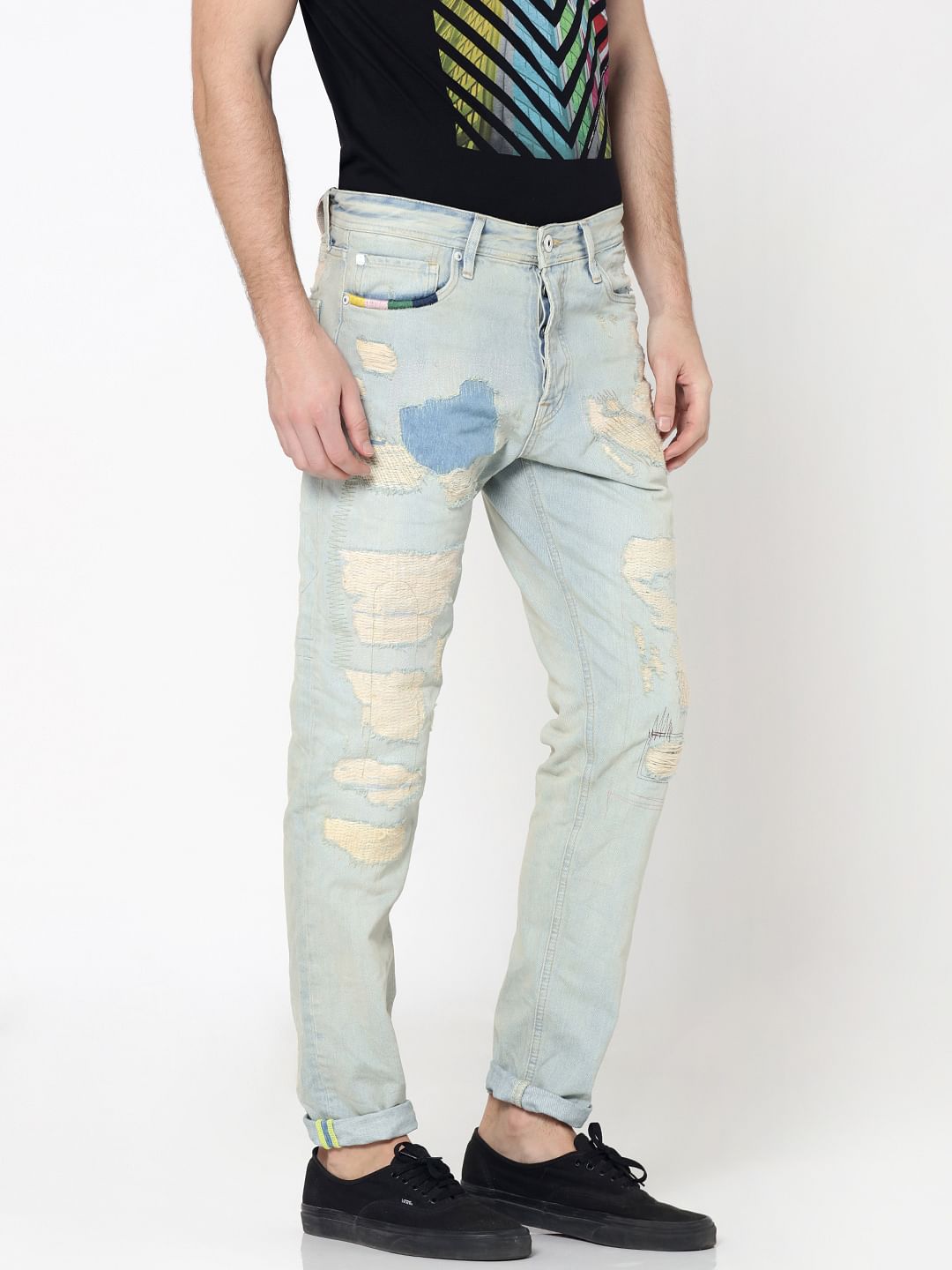 Light Blue Heavy Distressed Erik Anti -Fit Jeans