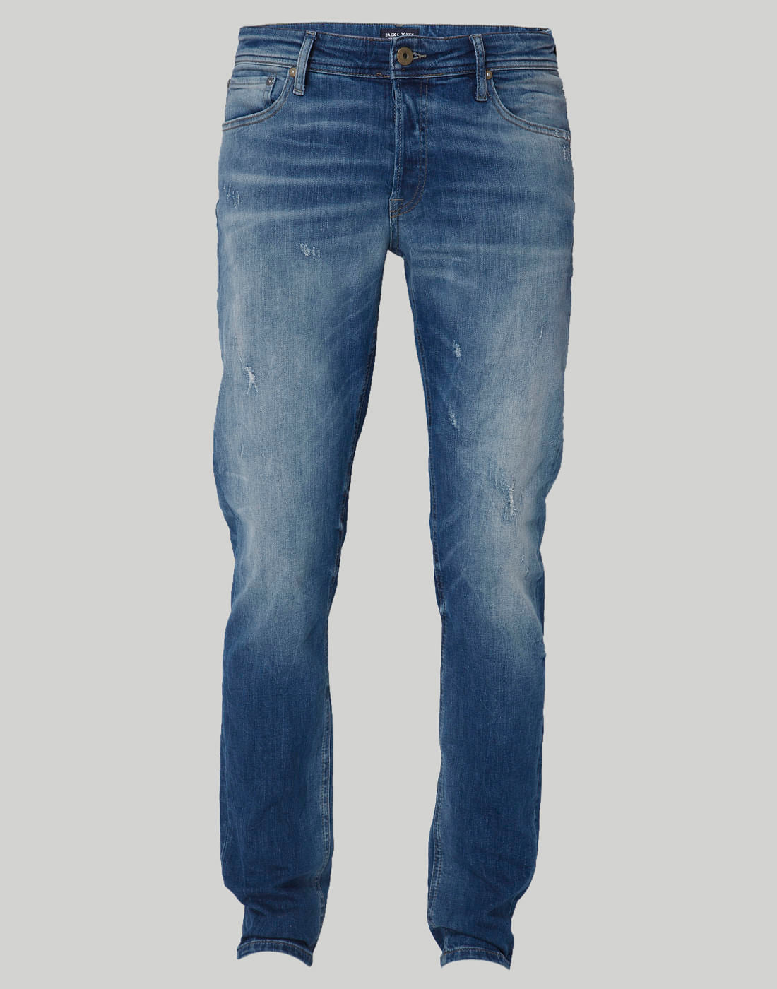 Blue Distressed Low Rise Slim Fit Jeans