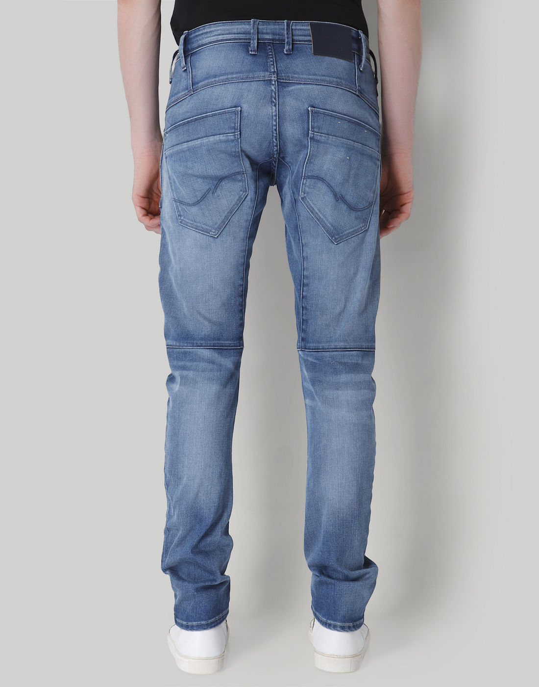 Light Blue Mid Rise Tapered Fit Jeans
