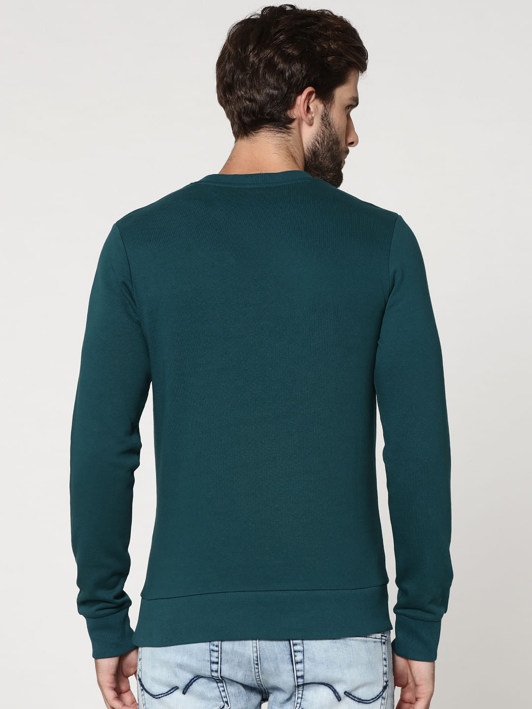 Green Reindeer Print Crew Neck Pullover