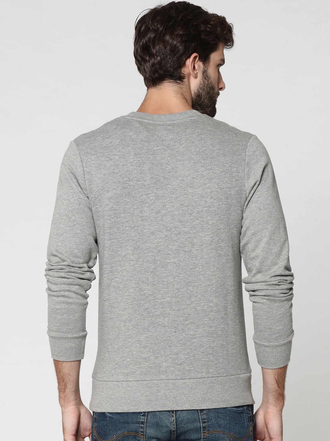 Light Grey Santa Print Crew Neck Sweatshirt