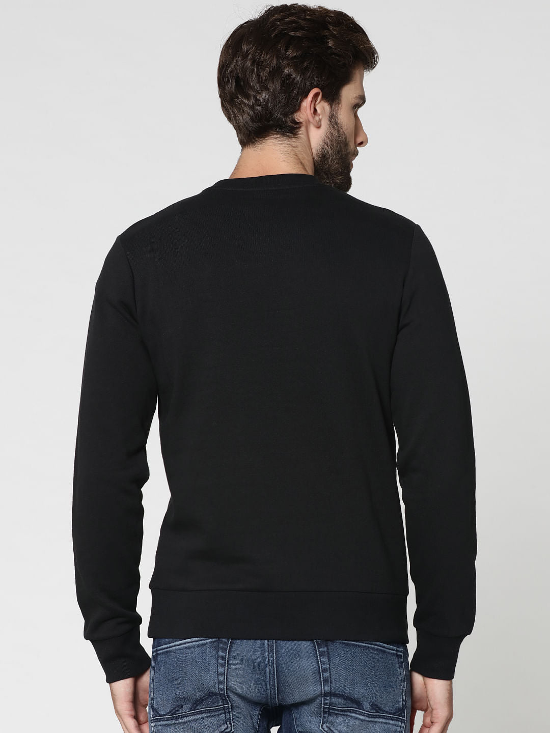 Black Polar Bear Print Crew Neck Sweatshirt