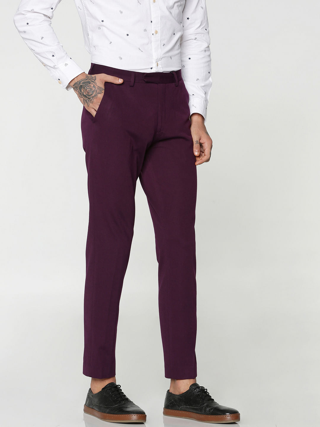 Purple Slim Fit Trousers