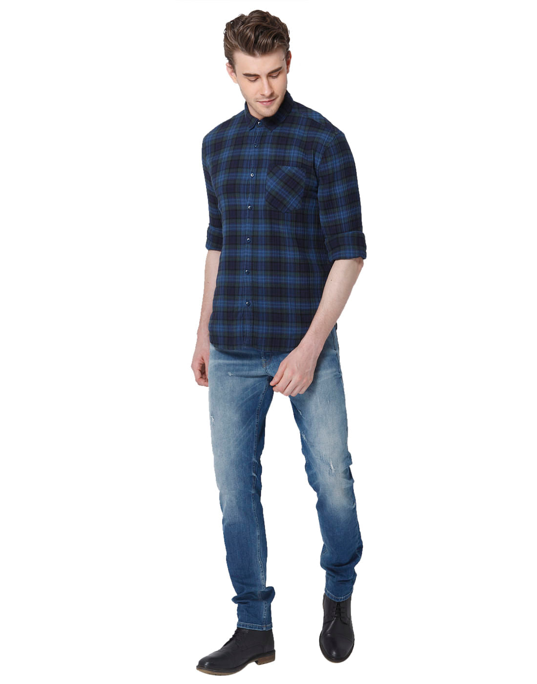 Blue & Black Check Shirt