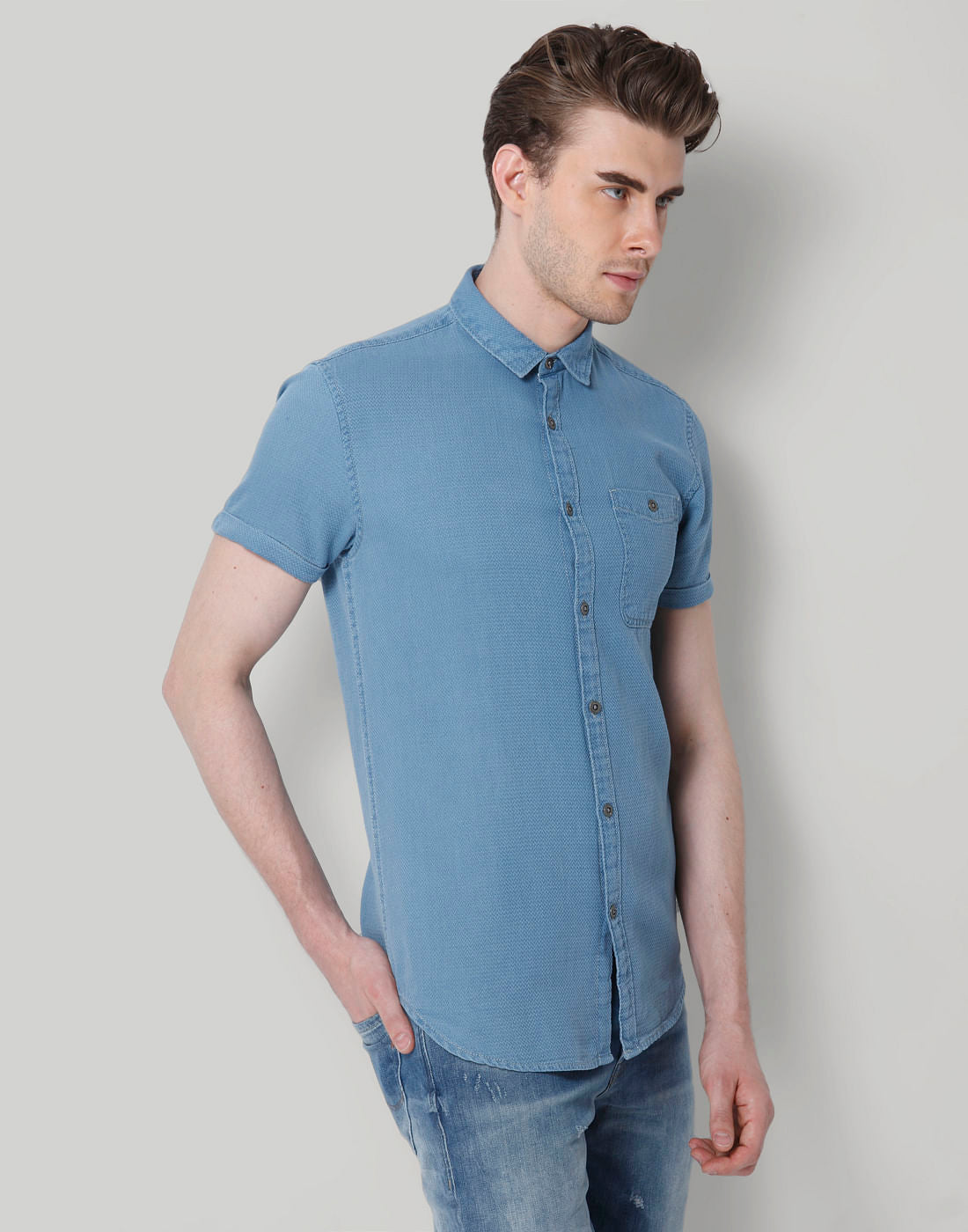 Blue Denim Regular Fit Shirt