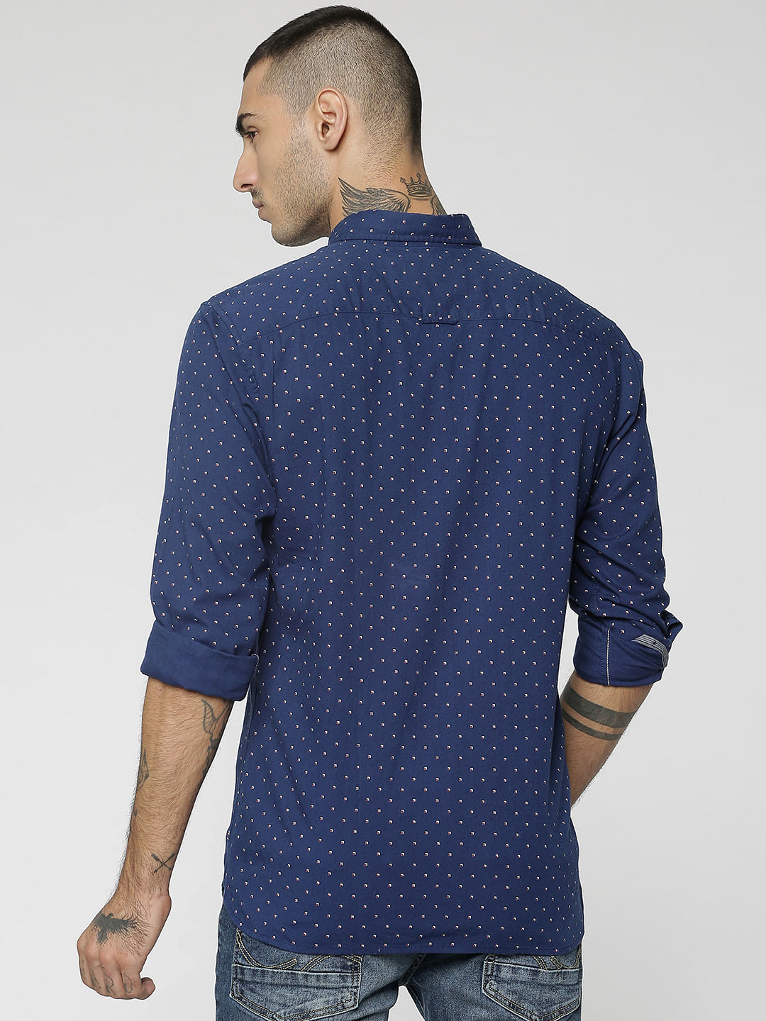 Blue All Over Print Full Sleeves Shirt