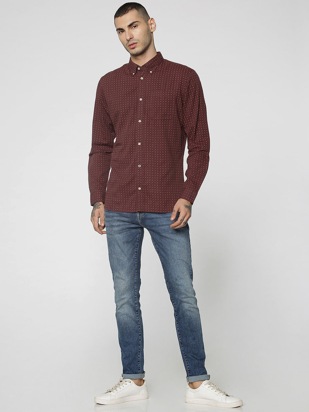Brown All Over Print Full Sleeves Shirt