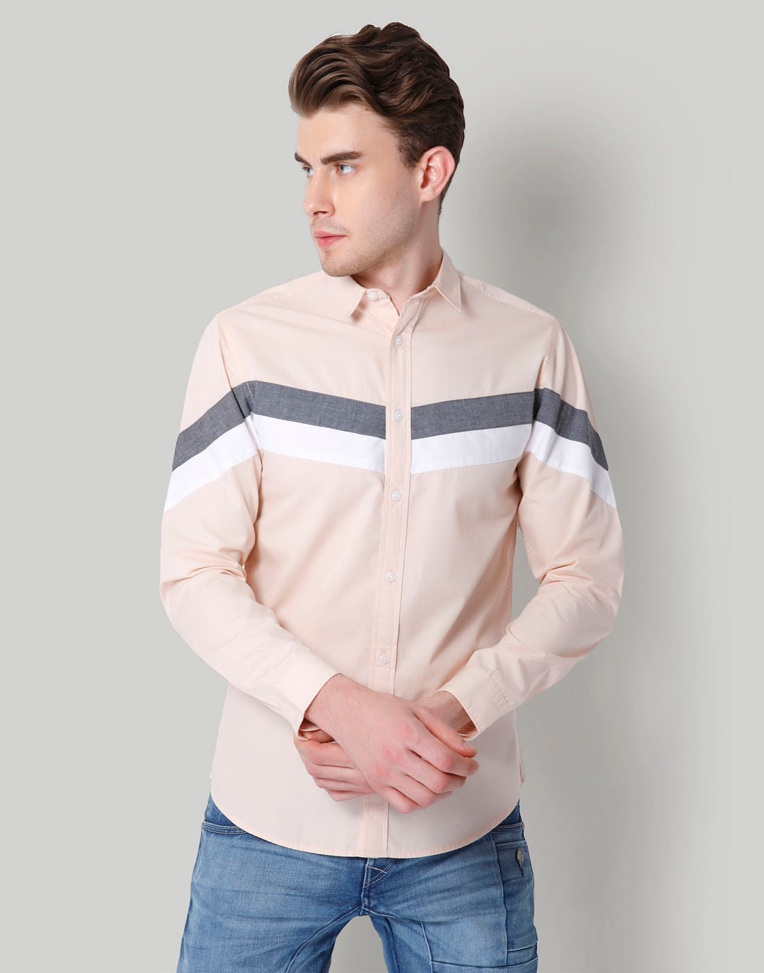 Beige Striped Shirt - S