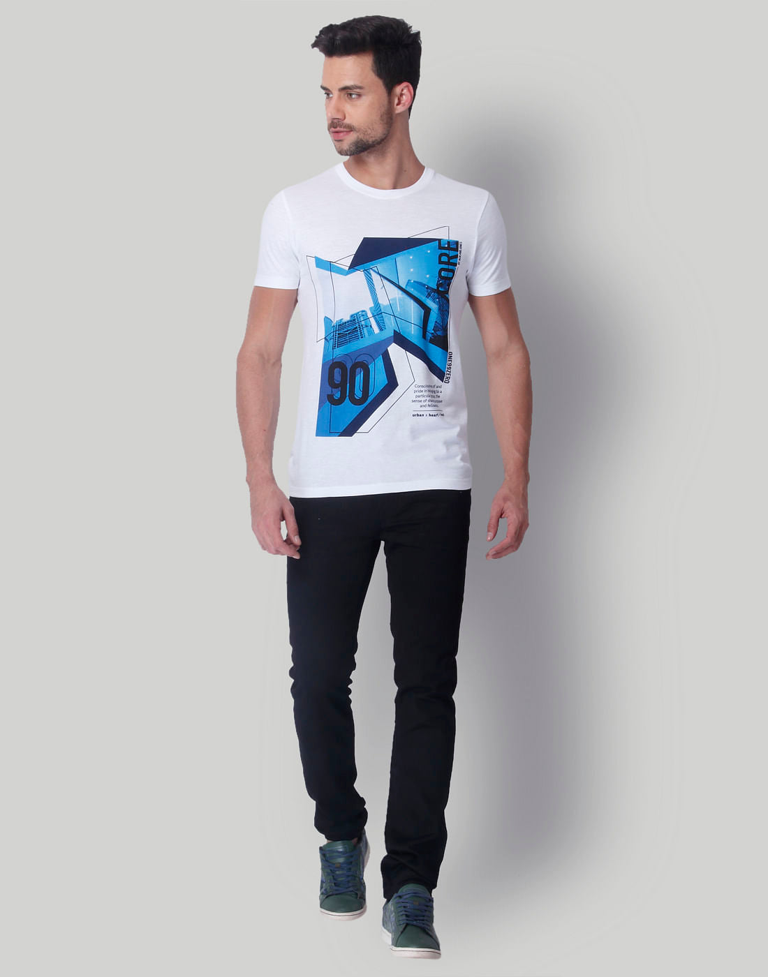 White Graphic Print Crew Neck T-Shirt