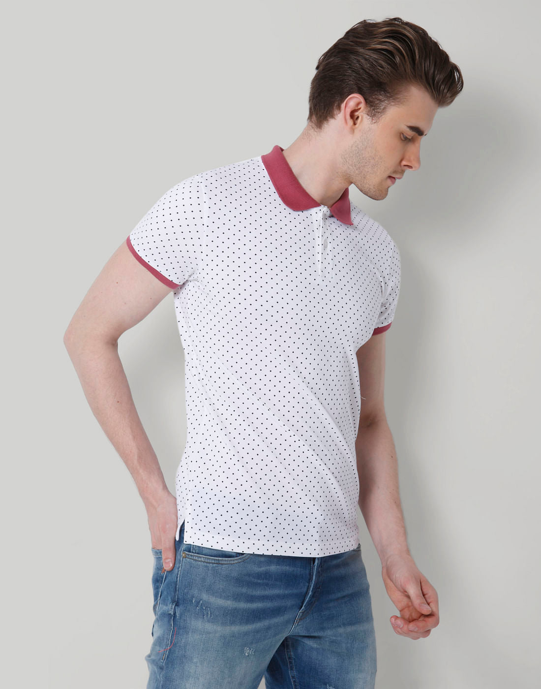 White Dotted Polo T-Shirt