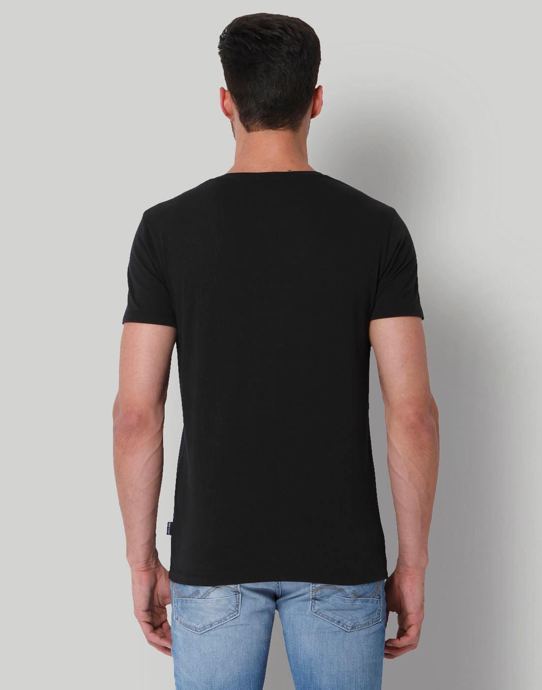 Black Text Print Crew Neck T-Shirt