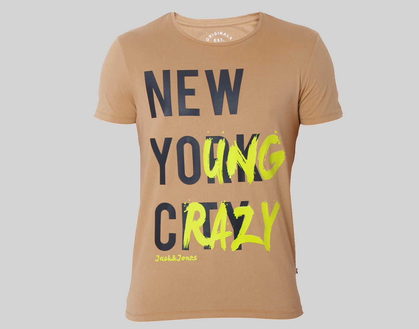Cream Text Print Crew Neck T-Shirt