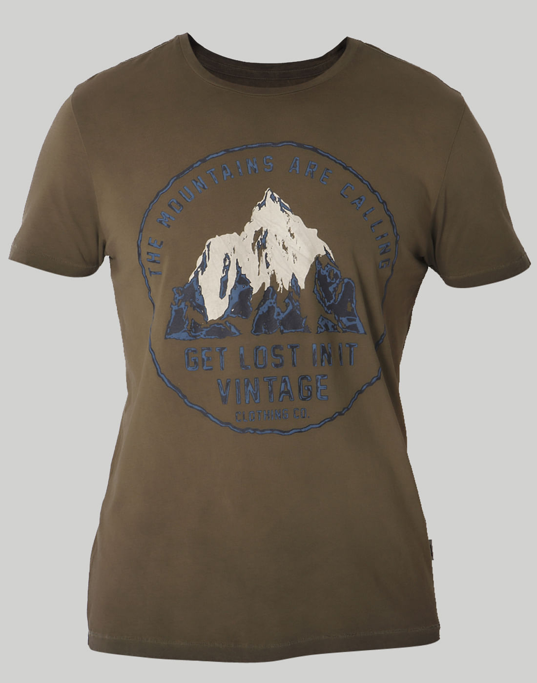 Olive Green Graphic Print Crew Neck T-Shirt