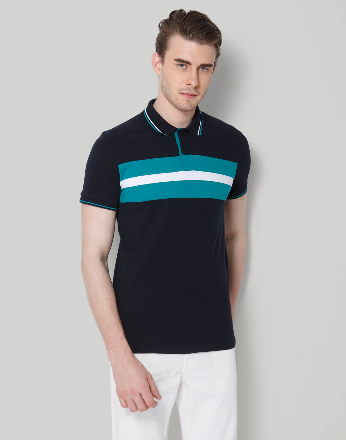 Black & Turquoise Polo T-Shirt - S