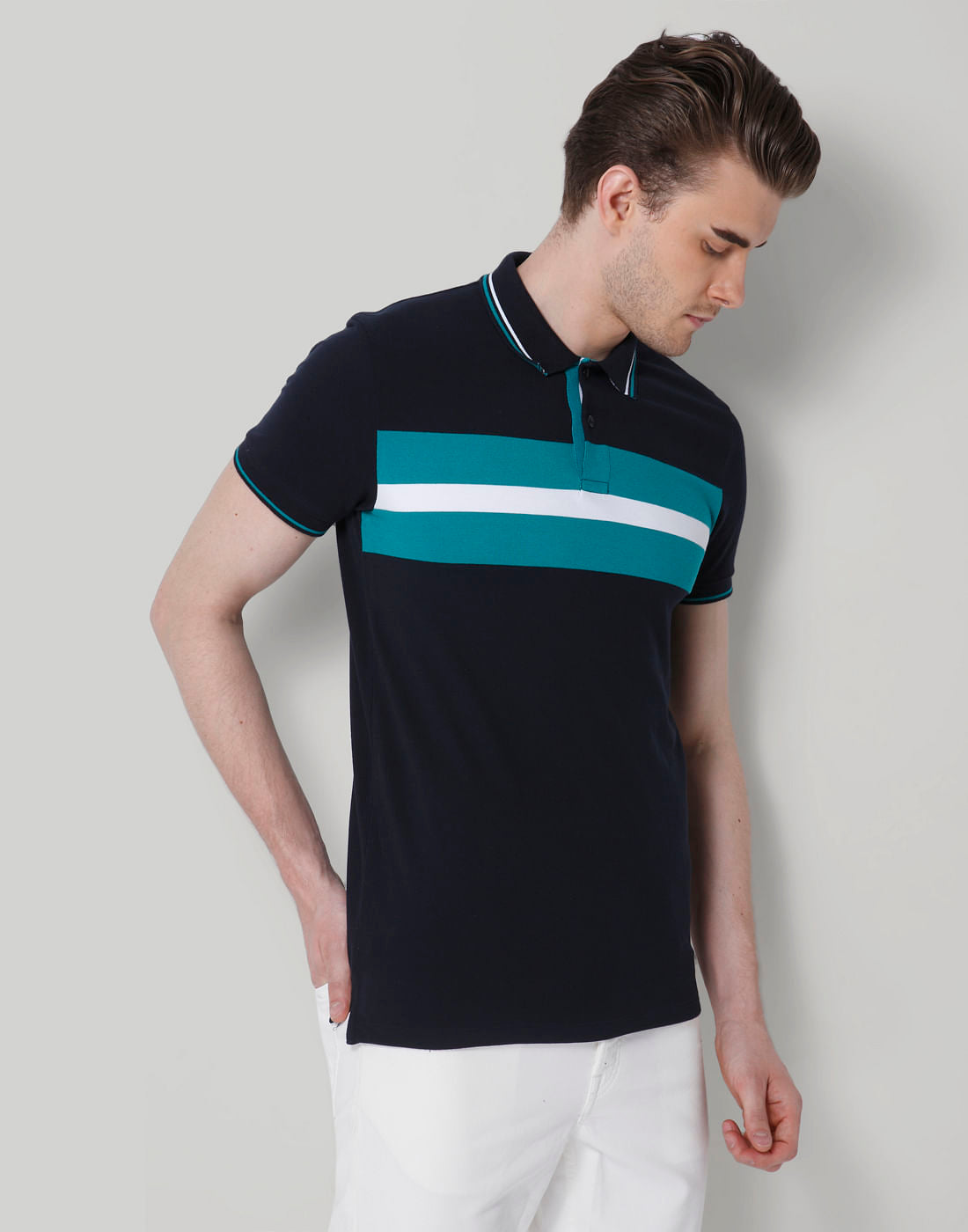Black & Turquoise Polo T-Shirt
