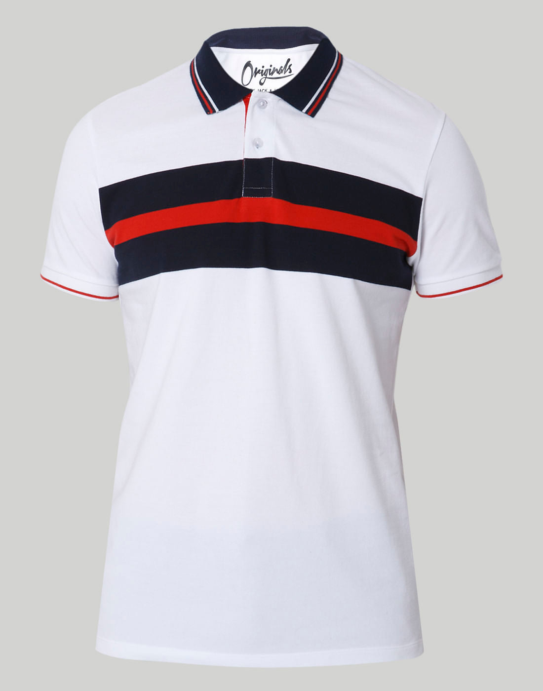 White Striped Polo T-Shirt